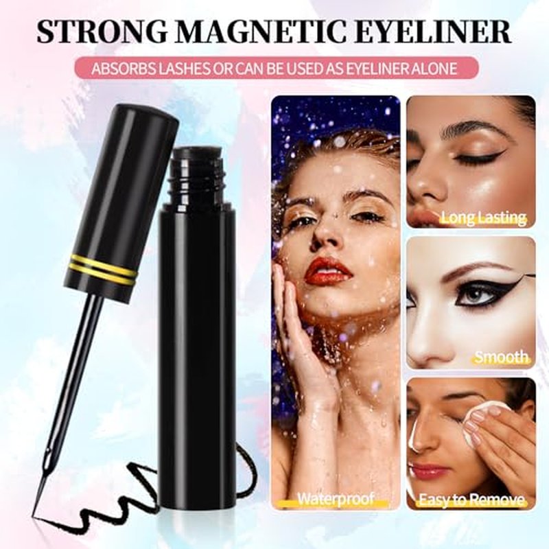 Magnetic Eyelashes and Eyeliner Kit - 12 Pairs Reusable Mink Lashes