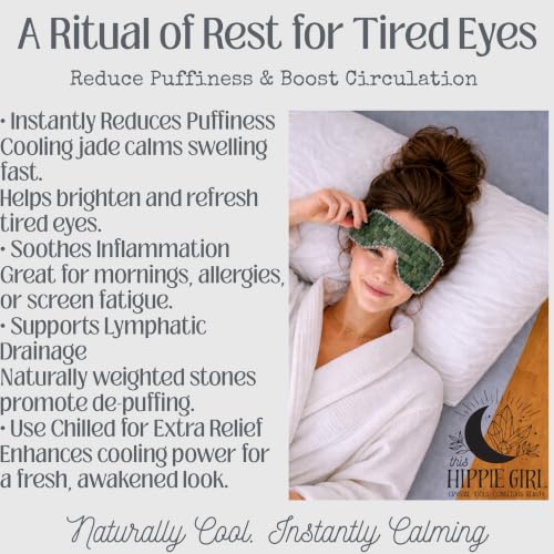 Boho Aromatic Jade Eye Mask for Puffy Eyes & Relaxation - Natural Cooling Stone Spa Mask