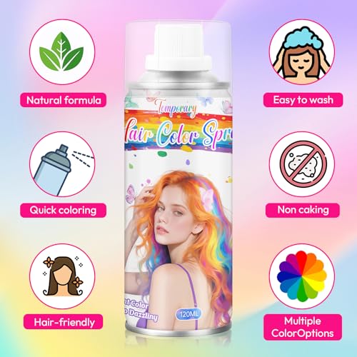 Temporary Hair Dye Spray in Blue, Pink & Gray - Easy Wash Out