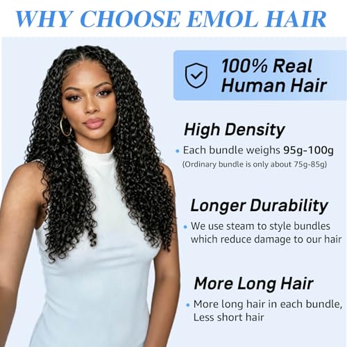 EMOL Burmese Curly Human Hair 3 Bundles 12 Inch 3C4A