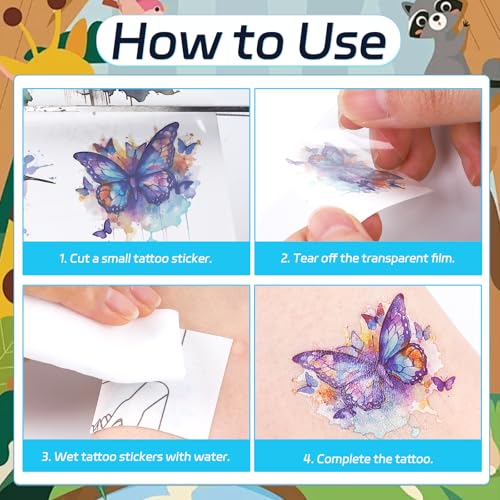 Jungle Animal Temporary Tattoos - 200+ Sheets Safari Party Favors