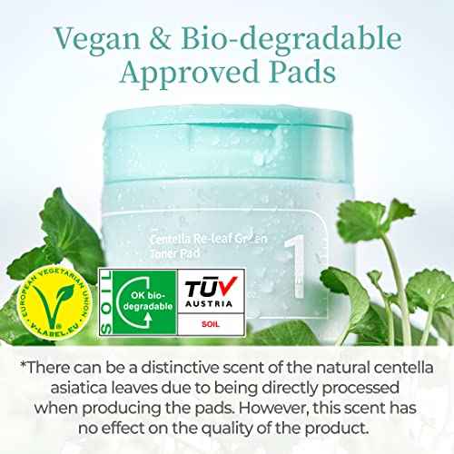 numbuzin No.1 Toner Pads | Centella Re-Leaf Green Toner Pad | Double-Sided | Centella Asiatica, Heartleaf, Licorice Root | Calming, Hydrating, Exfoliating | 70 Pads/6.42 fl. oz.