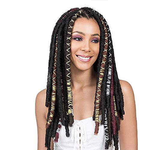 Bobbi Boss Accent Threaded Crochet Braid Hair Bae Locs Gold 20" (6-PACK, 27)