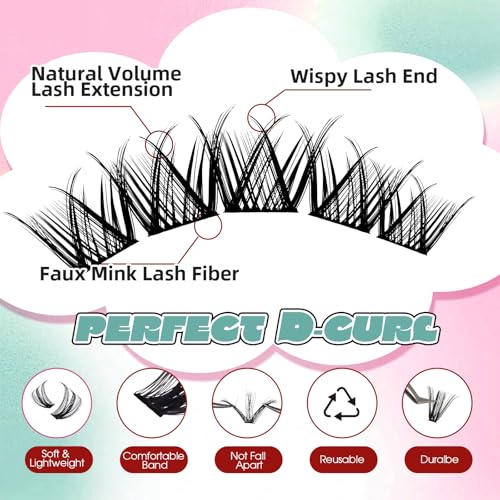FADVAN Lash Clusters D-Curl Wispy Spikes Eyelash Extensions DIY
