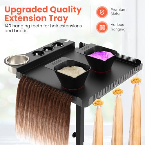 Chair-Mounted Salon Tray with Magnetic Dye Bowls