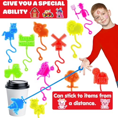 48Pcs Farm Party Favors - Stick Hands & Temporary Tattoos