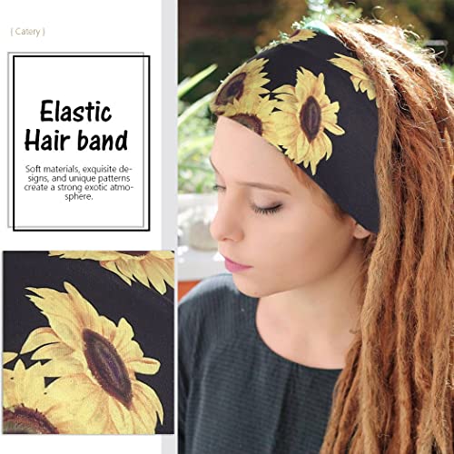 Catery Sunflower Headbands Extra Wide Headbands Fashion Hair Accessories for women