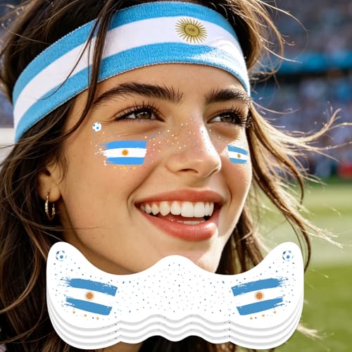 VXZ Blue & White Soccer Fan Face Tattoos - Waterproof Temporary Stickers for Game Day