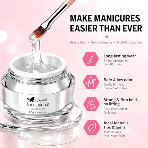 Clear 3D Nail Gel with Brush - Versatile Sculpting Glue for Nail Art