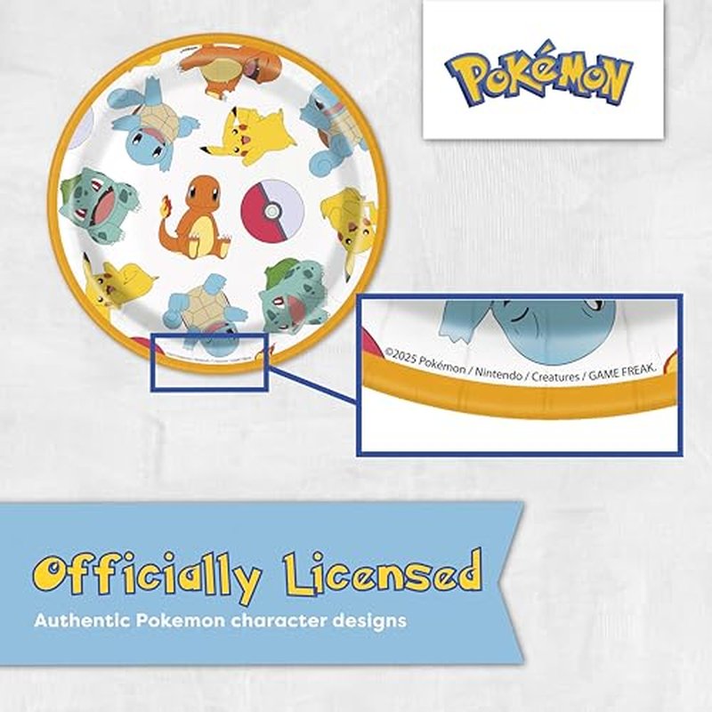 Pokemon Birthday Party Kit for 16 - Tablecloth, Plates, Napkins & Banner