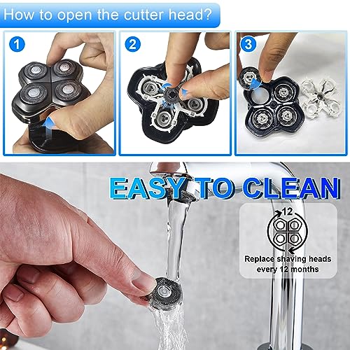 Shaver Replacement Blades compatible Skull Shaver for Pitbull Gold PRO/Pitbull Platinum Pro Shaver Heads (4 pcs)