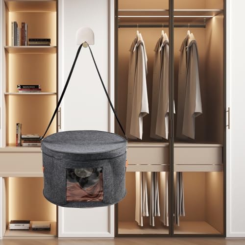 Wig Storage Boxes,Wig Travel Cases Foldable for Multiple Wigs for Men and Women,Yarn Organizer, Cosmetic Cabinet Storage Bag (Dark Grey)