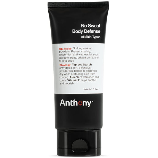 Anthony No Sweat Body Defense Deodorant for Men – Anti-Chafing, Anti-Itch Cream-to-Powder Lotion for Sweat and Body Odor Control – 3 Fl Oz