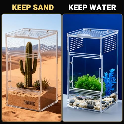 ZENWUKONG 3x3x6 Inch Jumping Spider Enclosure Acrylic Terrarium Habitat with Magnetic Doors