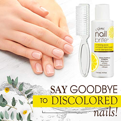 Gena Nail Brite Whitening Scrub with Brush - Brightening Nail Treatment, 4 oz