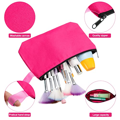 30 Pieces Travel Makeup Bags Canvas Cosmetic Bags Bulk Multipurpose Small Makeup Pouch with Zipper Plain Blank Toiletry Bag DIY for Women Teens, Assorted Colors