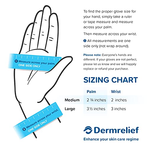 Dermrelief Organic Cotton Moisturizing Gloves for Eczema (Large, 3 Pairs)