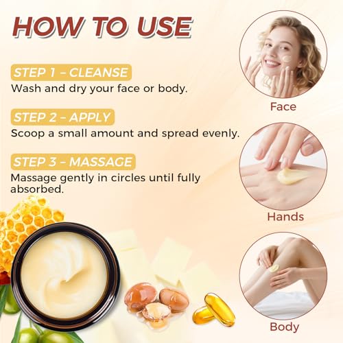 Beef Tallow for Skin,Tallow and Honey Balm,Organic Grass-Fed Beef Tallow Balm with Honey, Face and Body Moisturizer(120g)