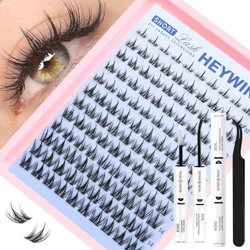 Manga Lash Clusters Kit Natural Lashes Clusters Short 8-14mm CC Curvature Lash Extension Kit Eyelash Extension Wispy Lash Clusters Individual Lash Wispy Eyelashes Clusters(Manga Short Kit)