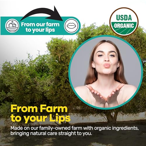 | USDA Organic Lemon Lip Balm ? 70% Jojoba Oil with Beeswax ? Steam Distilled Lemon Essential Oil ? Natural Softens for Dry, Chapped Lips ? 2-Pack (0.15 oz / 4.6 g Each)