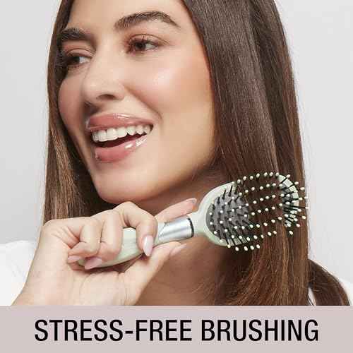 Conair Velvet Touch oval cushion hair brush - Travel Hairbrush- Detangling - ideal for curly or straight styles - detangler brushes - women or men - Sage Green