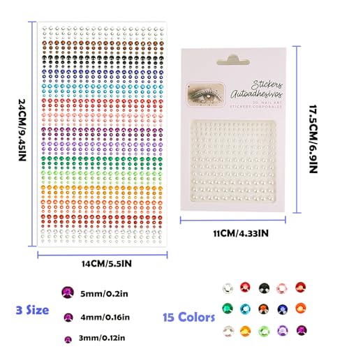 Self-Adhesive Face Gems & Rhinestones - 1041pcs (3-6mm)