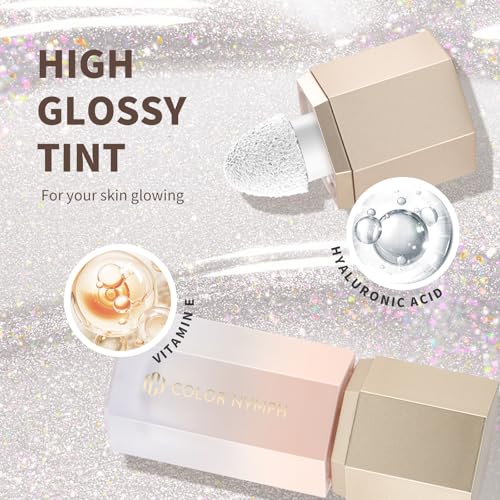 Color Nymph Makeup Highlighter Glitter Stick, Liquid Gel Highlighter For Face Eye Body Chameleon Shimmer Glow Makeup Highlighters With Sponge Tip - 06# Silver Gradient