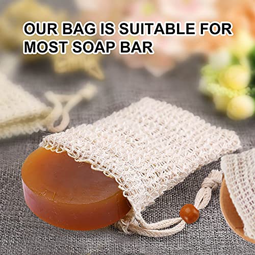 Natural Sisal Soap Saver Bag - Exfoliating Mesh Pouch (4 Pack)