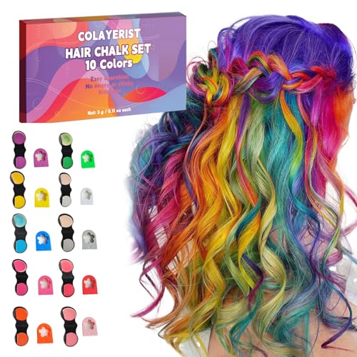 Hair Chalk for Kids & Adults, 10 Washable Colors