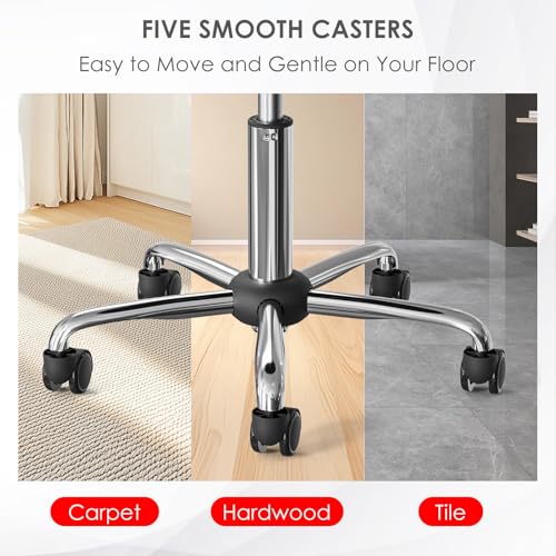 CLORIS Round Rolling Stool Hold up to 400 LBS Height Adjustable Swivel Chair Metal Feet with Wheels for Spa, Massage, Salon, Home, Office, Medical, Tatoo, Bar Black
