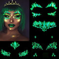 Face Gems 4 Sheet Face Jewels Stick on Rhinestones Stickers Luminous Crystal Face Stickers Gemstones Temporary Tattoo Gifts for Women Carnival Music Festival Party Rave Accessories (Luminous)