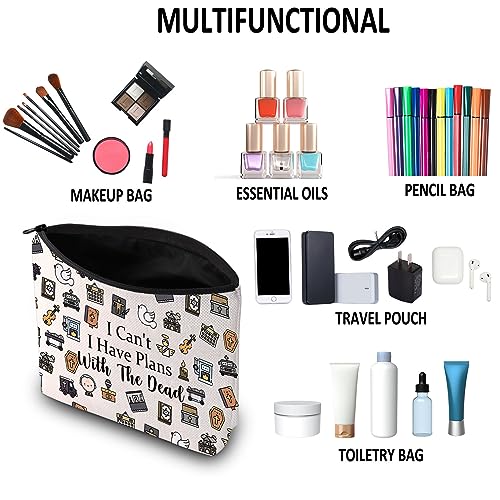 G2TUP Mortician Gift I Can't I Have Plans With The Dead Makeup Bag Funeral Director Cosmetic Bag Mortician Friend Dark Humor Gift (Plans With The Dead MB)
