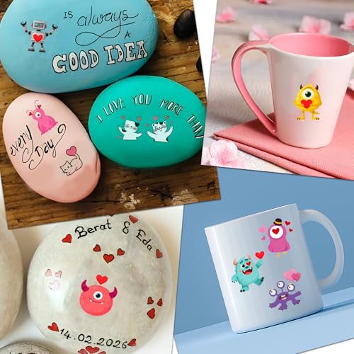 180Pcs Valentines-Day Tattoos - Galentine Monster Tattoos Pre-Cut Individually Wrapped Temporary Tattoo Stickers Goodies Bags Stuffers Gifts