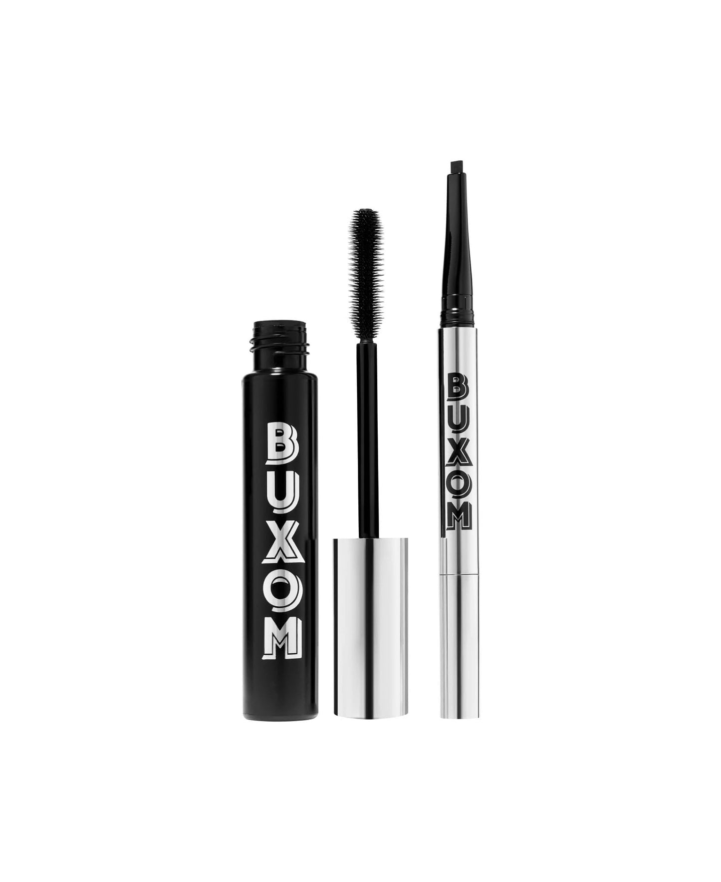 BUXOM Player Mascara & Eyeliner Set, Lash Volumizing Mascara, Power Line Lasting Eyeliner, Creamy Retractable Eye Liner, Full-Size Set of 2