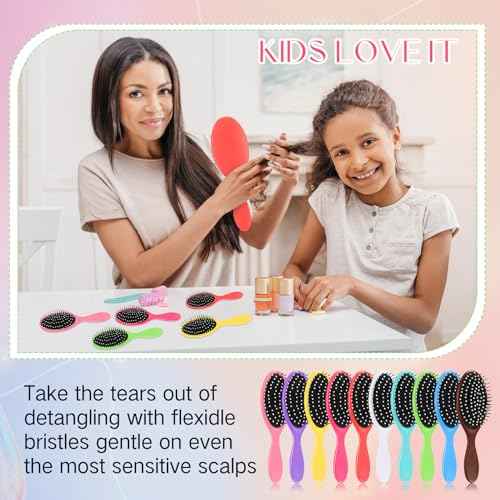 Suclain 30 Pieces Wet Hair Brushes for Women Travel Detangling Brush Soft Bristles with Cushion Base Drying Detangler Small Hair Brushes for Women, 10 Colors