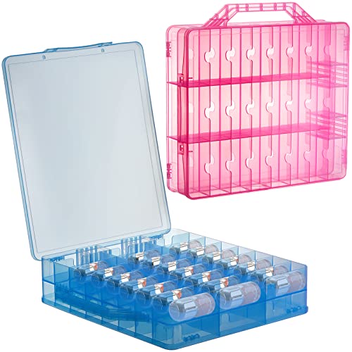 Foraineam 2 Pack Double Side Nail Polish Organizer Transparent Nail Tools Holder Box Portable Universal Nail Polish Carrying Case with 8 Adjustable Dividers for Storage Display