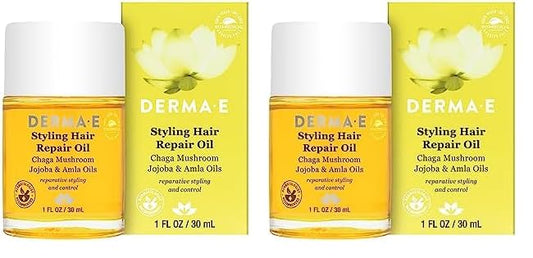 Derma E Hair Repair Oil (2 Fl Oz, Pack of 2) - and Scalp Relief Treatment - Anti Frizz and Anti Breakage Formula Promotes Shine for All Hair Types