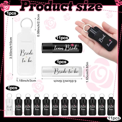 24 Pcs/12 Set Bride and Bridesmaid Lip Balm Gifts Bulk 11 Pack Black Bridesmaid Themed 1 Pcs White Bride Themed Each One Has 1 Pouch Bachelorette Party Supplies Wedding Gifts