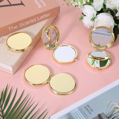 Mini Travel Makeup Mirror Set - 8 Pcs Gold Compact & Magnifying Purses