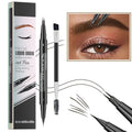 Pinkiou Eyebrow Pen,Microblading Eyebrow Pen,2-In-1 Waterproof Eyebrow Pen,Dual-Ended Eyebrow Pen with 2-Fork-Tips and Precision Brush,Eyebrow Pen for Natural Hair-Like Brows,Long Lasting,Dark Brown