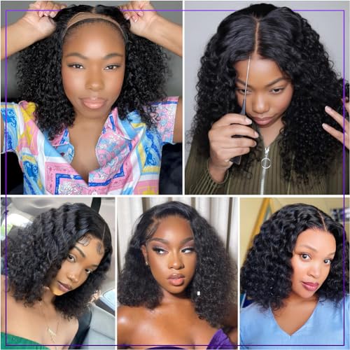 Deep Wave Bob Wig Human Hair 5x5 HD Lace 200 Density 14"