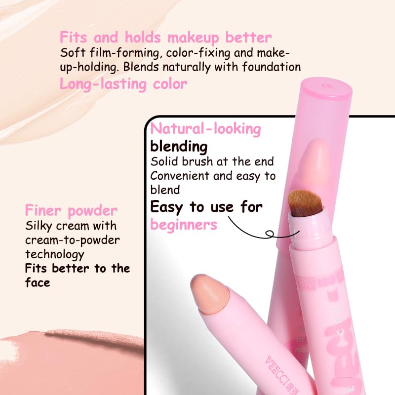 VEECCI Blush Stick with Built-in Brush – Moisturizing, Long-Lasting