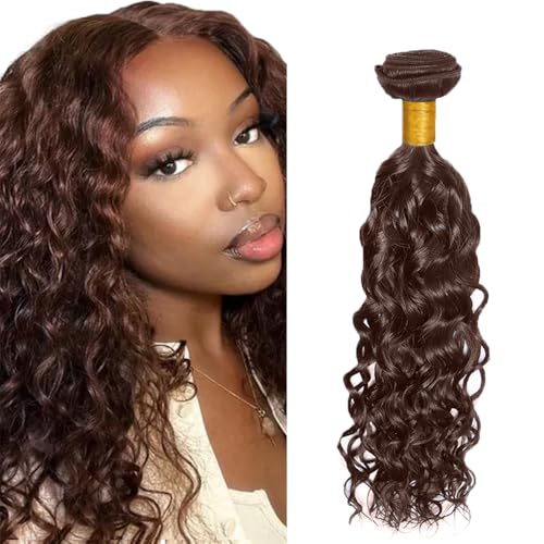 FuivJuix 12 Inch Brown Water Wave Human Hair Bundles - Unprocessed Brazilian Virgin Hair