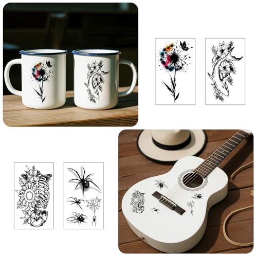 Flower Temporary Tattoos, 92 Sheets Waterproof Fake Tattoos for Women