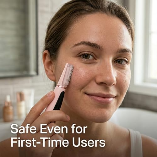 Sonic Dermaplaning Razor for Women face ? Beginner-Safe & Sensitive Skin Friendly, Controlled Exfoliation to Remove Peach Fuzz & Dull Skin ? 3 Precision Speeds ? 12 Blades&LED Light