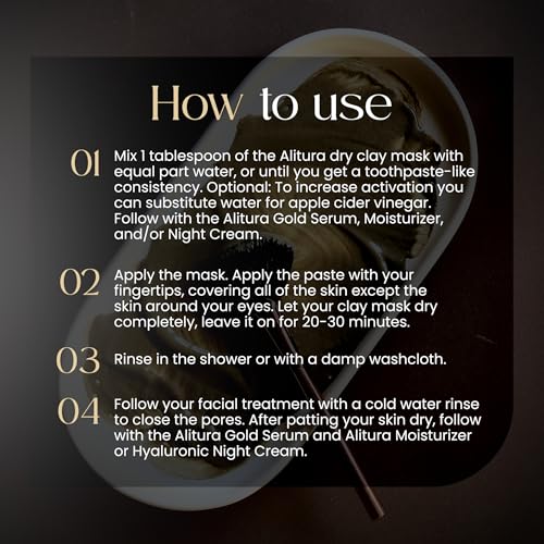 Alitura Clay Face Mask ? Exfoliating, Hydrating & Anti-Aging Facial Mask with Vitamin C & Pearl Powder ? Pore Cleansing Face Mask for Acne, Blackheads & Glowing Skin ? 7.1 oz