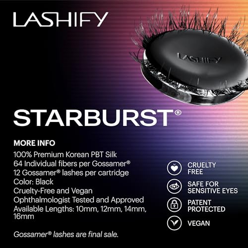 Lashify Star Burst 12mm Gossamer DIY Eyelash Extensions Refill, The Ultimate Multi-Length Multi Layered Lash, Black, Easy False Lashes