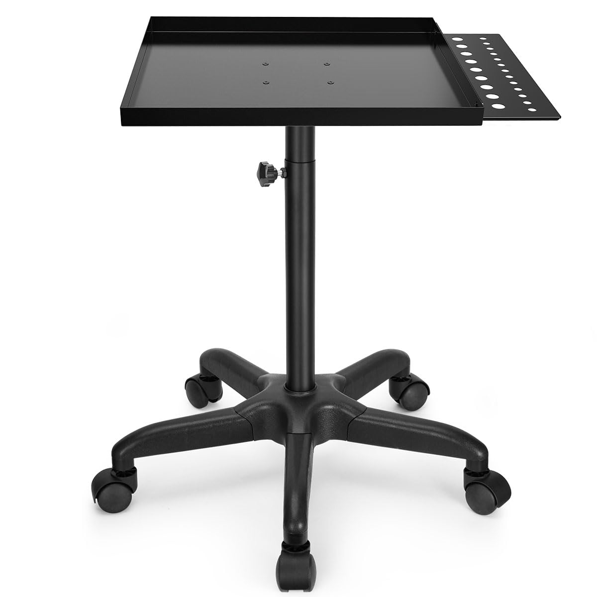 Salon Tray Cart Premium Metal Tattoo Tray, Storage Utility Cart with Tool Rack, Rolling Tray Trolley Adjustable Height, Tool Tray Cart for SPA Clinic Repair Shop