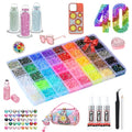 40 Colors Rhinestones Bedazzling Kit with Glue, Tweezers & Organizer