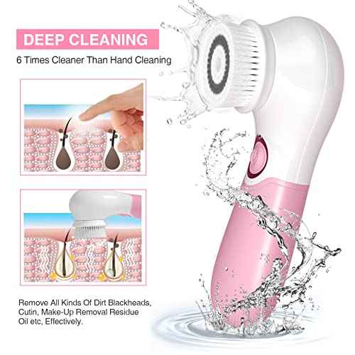 TOUCHBeauty Spin Brush Face Cleanser with 3 Brush Heads for Deep Cleansing Exfoliation and Massaging